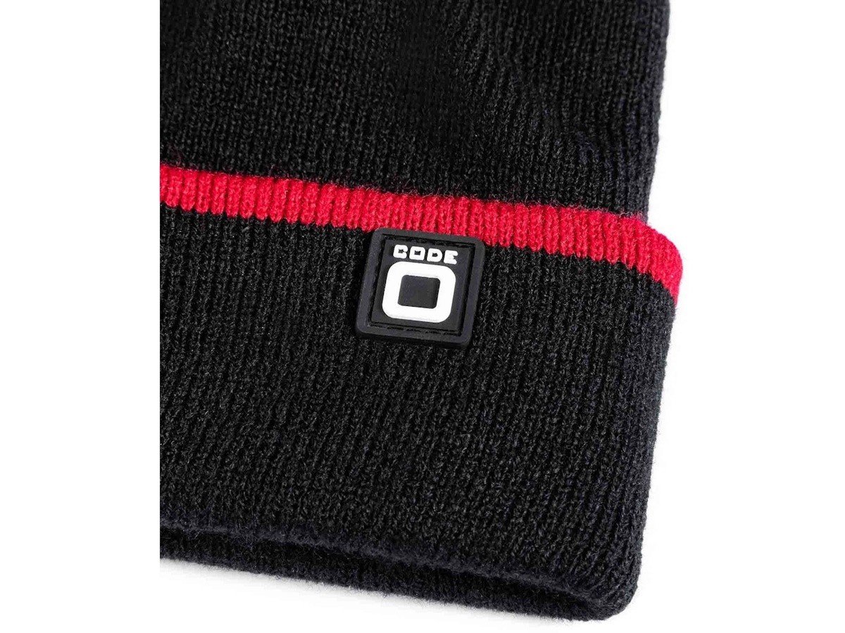 Alfa Romeo Racing F1 Team Knit Beanie Hat Black And Red With Alfa Romeo F1 Team Logo